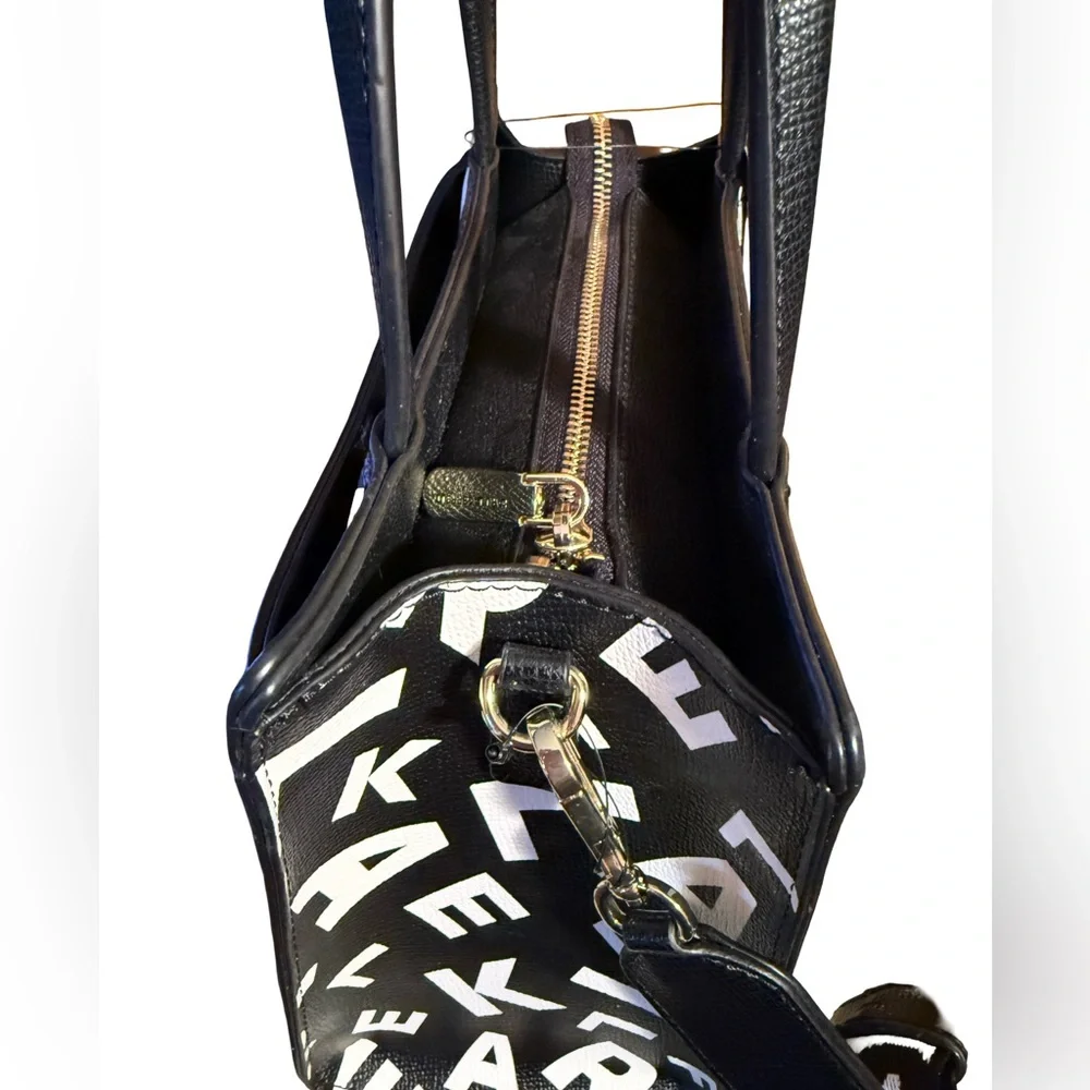 Karl Lagerfeld Paris NWT Multicolored Maybelle Graphic Logo Patch Satchel (P216) - Picture 3 of 14